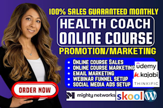 kajabi online course promotion, kajabi health coach marketing, membership site