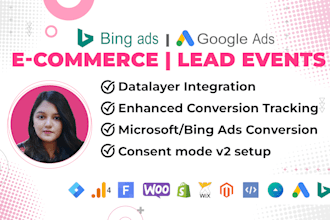 google ads conversion tracking, bing microsoft ads purchase, lead event, gtm, ga