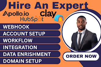 setup hubspot crm, clay and apollo io and clay com