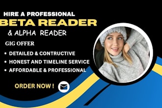 beta read and critique your fiction, nonfiction, children book, novel, memoir