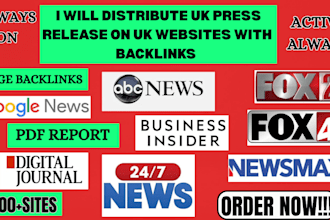 write and distribute UK press release on UK websites with backlinks
