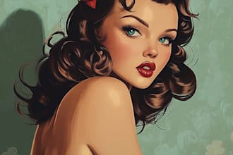 draw a realistic pinup sexy pin up girl girl in my style