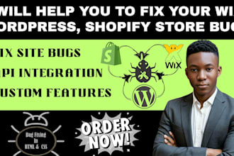 fix wix wordpress shopify website bugs professionally with custom features
