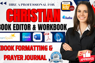 copy edit, format christian book devotionals prayer journal, workbook design kdp