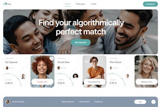 design a modern ai matchmaking, dating or matrimony website or app with chat