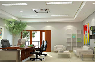 do commercial interior design, office commercial space, 3d architecture interior