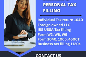 e filing US taxes w2, w8, w9, 1040, 1065, 4506t, 1120s, l1