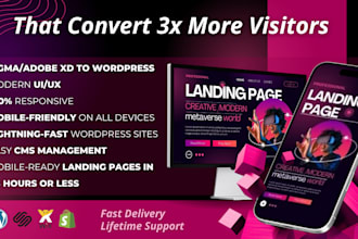 create modern landing page design wordpress, wix, shopify