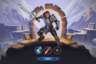 make custom game ui, draw props object, environment assets, splash art character