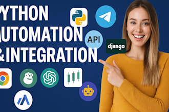 do python automation api integration web scraping telegram trading bot django