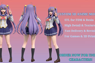 make custom 3d printable stl anime cute cartoon model for fdm resin printers