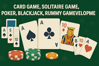 develop card games in unity, solitaire, poker, blackjack, spades, rummy game