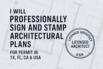 review and stamp architectural plan for permit in texas, florida, california,