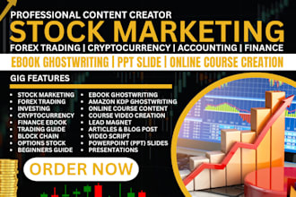 ghostwrite professional stock market articles, ebooks, and guides
