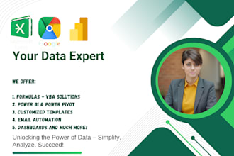 develop solutions via excel, google sheets, and power bi