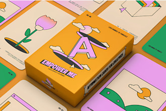 design educational kids playing card game animal memory flash card box mockup
