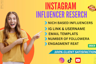 find best instagram influencer research list for your niche