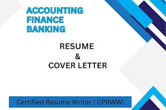 write professional finance resume for banking, cover letter