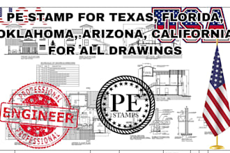 draw architectural stamp, mep stamp and seal for USA city permit