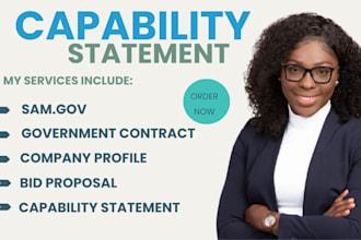 create samgov registration, capability statement, bid proposal