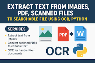 extract text from images, pdf, scanned file to searchable file using ocr, python