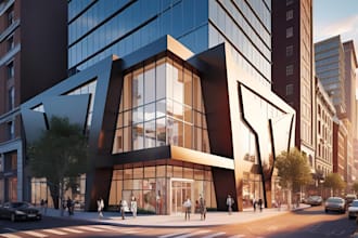 design, render 3d architectural exterior of house, commercial building rendering