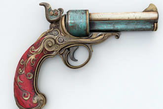make a 3d weapon illustration for gaming