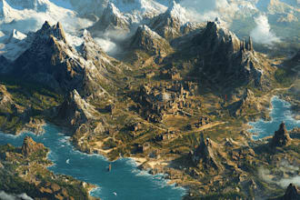 make fantasy map illustration for dnd, novels and games