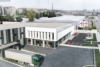 design 3d warehouse exterior and interior 3d model, layout, realistic rendering