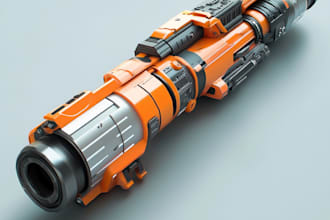 do a 3d weapon illustration for gaming