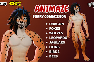 upload, do unity 3d vrchat furry nsfw vrm model, vtuber vseeface animaze avatar