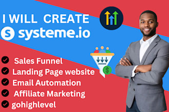 create systeme io sales funnel, landing page, website, email automation