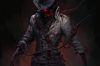 draw scary horror creature and fantasy character concept art