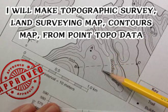 make topographic survey, land surveying map, contours map, from point top