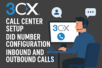3cx call center setup did number configuration inbound and outbound calls