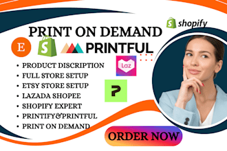 setup etsy shopify print on demand lazada shopee gumroad digital products store