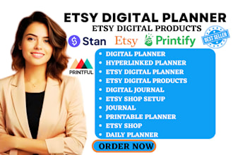 design etsy digital planner,digital journal,hyperlinked planner, digital planner