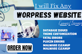 fix wordpress bugs, errors, and issues quickly and professionally
