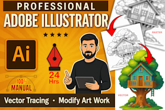 professionally vector trace, redraw, and edit in adobe illustrator