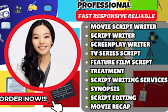 write movie script, screenplay, feature film, script writing, tv series