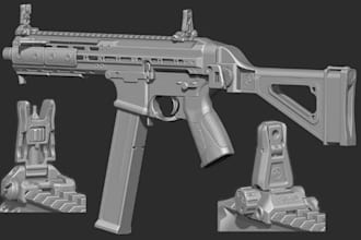 make 3d weapon assets props cosplay for 3d printing and video games