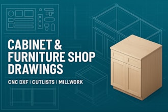 draft precision millwork, casework and furniture shop drawings with cnc cutlists