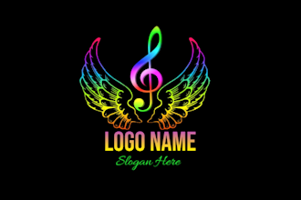 make music dj, band, podcast, radio, guitar logo design
