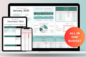 create custom excel spreadsheet, google sheet template finance or budget planner