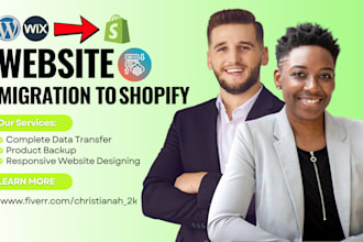 build shopify website, migrate wordpress website, wix to shopify migration