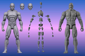 sculpt 3d articulated action figure, poseable characters, 3d toy for 3d printing