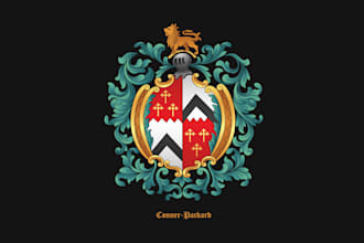 design custom vintage coat of arms emblem family crest logo for engraving