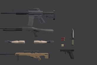 model and rig 3d game weapons and 3d game assets for you