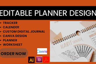 design editable fillable pdf planners, digital journal, trackers and workbooks