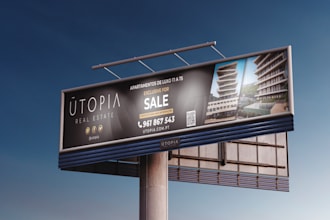 design real estate billboards design, signboard, rollup banner